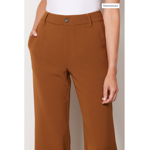 SANCTUARY NWT Noho Split Hem Dress Trouser Pant in Warm Dark Khaki // 26 - Picture 3 of 12